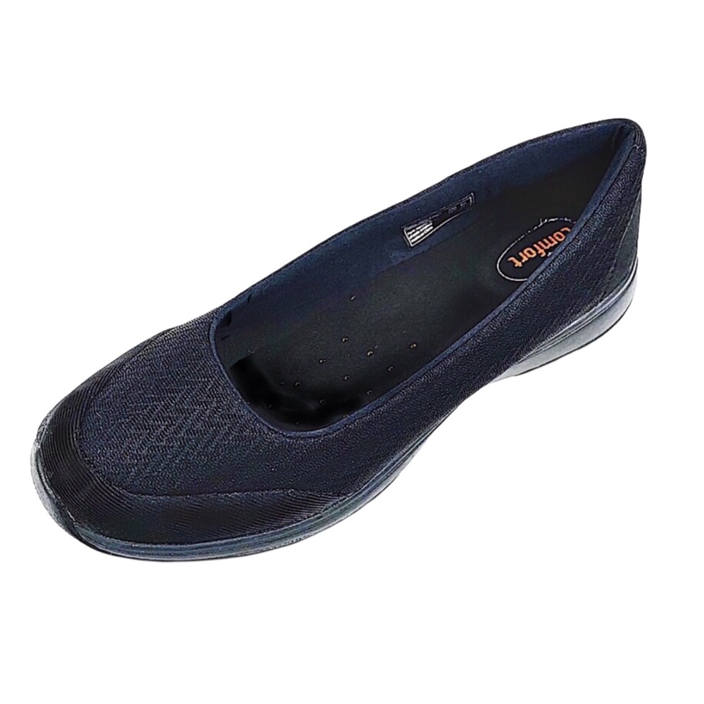 Comfort T Step Woman Black Textile/Suede Slip On Loafer Size 8.5